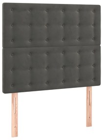 Cabeceira de cama c/ LED veludo 100x5x118/128 cm cinza-escuro