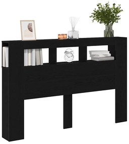 Cabeceira LED vidaXL Carvalho Preto 160x18,5x45 cm Madeira de Engenhar