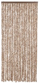 Cortina anti-insetos 90x220 cm chenille bege e castanho-escuro