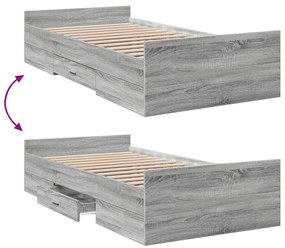 Estrutura de cama c/ gavetas derivados madeira cinza sonoma