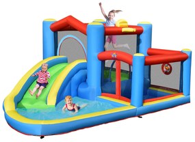 Castelo de Água Insuflável Infantil com Parque Infantil com Área de Salto de Piscina sem Compressor 410 x 310 x 191 cm