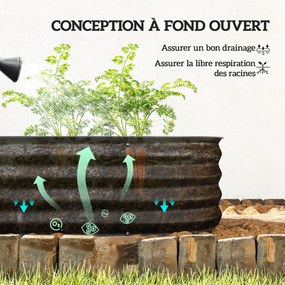 Floreira elevada quadrada para horta, em aço, modular, para legumes, plantas e flores, dim. 150 x 62 x 30 cm, preto