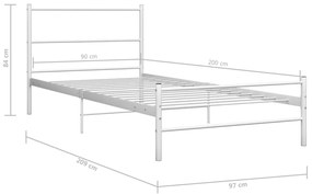 Estrutura de cama metal 90x200 cm branco