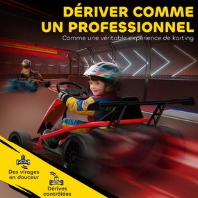Kart elétrico para crianças, com 2 motores de 24 V, modo de derrapagem a 13 km/h, 119 x 77 x 54 cm, vermelho