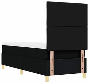 Cama Box Spring com Colchão &amp; LED Preto 80x200 cm Tecido