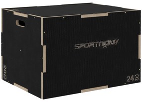 SPORTNOW Caixa Pliométrica Treino Força Casa Ginásio CrossFit Carga 120 kg 3 Alturas 76x61x51 cm Preto Resistente | Aosom Portugal