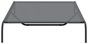 Cama para cães elevada 150x90x20 cm Textilene e aço cinzento