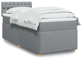 Cama com molas/colchão 100x200 cm tecido cinzento-claro