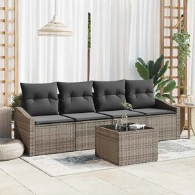 vidaXL Conjunto de Jantar de 5 Peças com Almofadas em Vime Preto