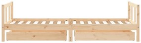 Estrutura de cama infantil c/ gavetas 90x200 cm pinho maciço