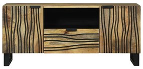 Armário de TV - 105 x 33,5 x 46 cm, Feito de Madeira Sólida de Manga