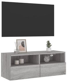 Móvel de parede p/ TV 80x30x30cm derivados madeira cinza sonoma