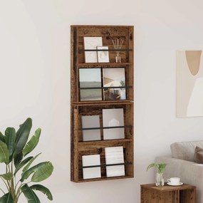 vidaXL Estante de Revistas 2 pcs Madeira antiga 60 x 12 x 70 cm