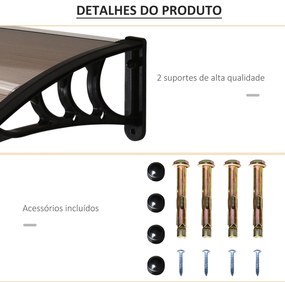Toldo de Proteção 75x100 cm para Portas e Janelas contra Sol e Chuva com Suporte de Liga de Alumínio Castanho e Preto