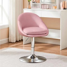 Cadeira toucador regulável com encosto e base cor-de-rosa pastel