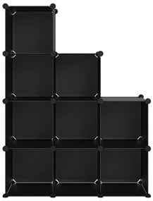 Organizador de arrumação com 9 cubos PP preto