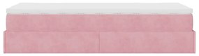 Estrutura de cama otomana com colchão rosa 90x200cm veludo