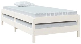 Cama empilhável 90x190 cm madeira de pinho maciça branco