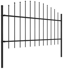Cerca de jardim com topo em lanças (1-1,25)x10,2 m aço preto