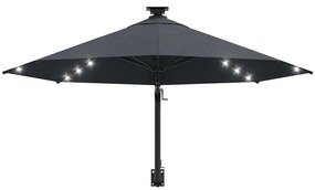 Guarda-sol para jardim de parede c/ luzes LED 300 cm antracite