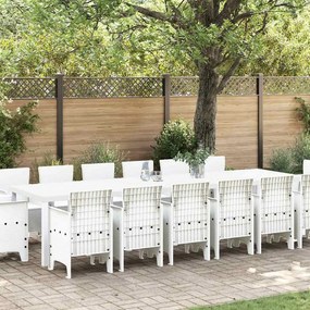 vidaXL Conjunto de Jantar para Jardim com 15 Peças em Rattan Branco