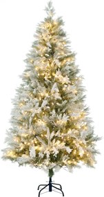 HOMCOM Árvore de Natal Artificial Nevada 180 cm com 300 Luzes LED 577 Ramos e Base Dobrável Verde | Aosom Portugal