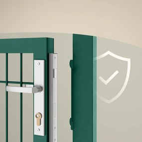 Portão de jardim em aço galvanizado, porta de jardim, portão de vedação 106 x 6 x 145 cm Verde