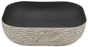 Lavatório bancada retang. 48x37,5x13,5 cm cerâmica cinza/preto