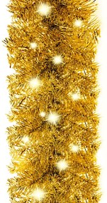 Grinalda de Natal com luzes LED 20 m dourado