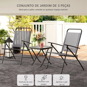 Conjunto de Mesa e Cadeiras de 3 Peças Móveis de Jardim Dobráveis com
