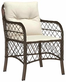 Conjunto de Jantar de Jardim com 7 Peças e Almofadas Marrons em Rattan