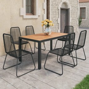 vidaXL 7 pcs conjunto de jantar p/ jardim vime de PVC preto e castanho