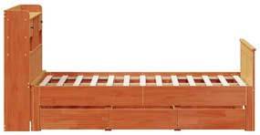 Cama c/ estante sem colchão 120x200cm pinho maciço castanho-mel
