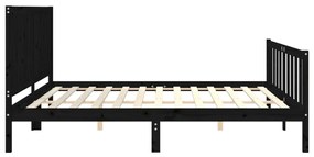Estrutura de cama com cabeceira 200x200 cm madeira maciça preto