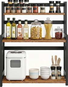 Prateleira para especiarias em bambu de cozinha com 3 níveis 18 x 41 x 53 cm castanho-preto