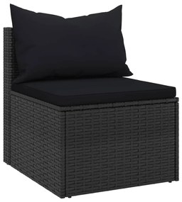4 pcs conjunto de sofás para jardim c/ almofadões vime PE preto
