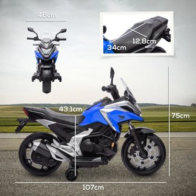 Moto elétrica para crianças - Moto de brincar Honda para crianças dos 3 aos 6 anos, com música e faróis azuis