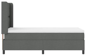 Cama Box Spring com Colchão e LED Cinza Escuro 90x200 cm Tecido