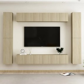 Móvel de TV de Parede Astrid de 10 Módulos - Carvalho - Design Moderno