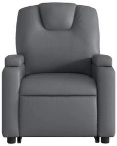 Poltrona massagens reclinável elevatória couro artif. cinzento