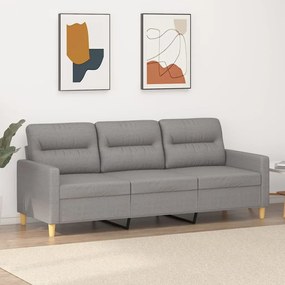 Sofá de 3 lugares 180 cm tecido cinza-claro