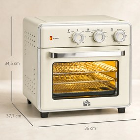 Mini Forno Elétrico de Bancada com Convecção 20 L 1400 W, 7 Funções, 90-230 °C, Temporizador 60 Min, Creme