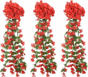 vidaXL Grinaldas de flores 3 pcs 85 cm vermelho