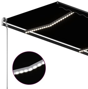 Toldo automático c/ LED e sensor de vento 3x2,5 m antracite