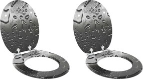 vidaXL Assento de Sanitário com Fechamento Suave 2 pcs Cinzento