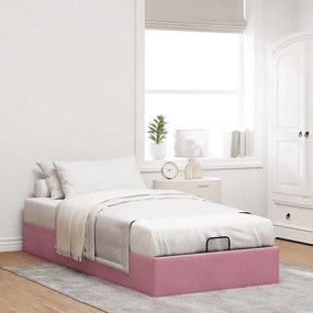 Ottoman Bed Frame No Colchão Rosa 90x190 cm Veludo
