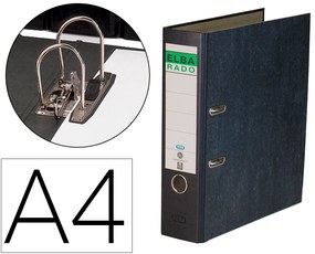 Pasta de Arquivo de Alavanca Elba Cartão Forrado Marmoreado com Rado Din A4 Lombada de 80 mm Preto