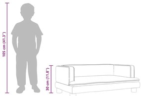 Sofá infantil 80x45x30 cm couro artificial castanho