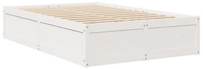 Cama sem colchão 120x200 cm madeira de pinho maciça branco