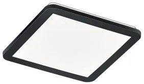 Candeeiro de teto quadrado preto 30 cm com LED regulável em 3 passos IP44 - Lope Design